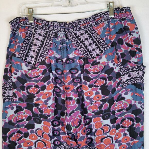 Free People Womens Pull On Printed Skinny Pants Size Medium Purple Pockets Boho - Picture 2 of 9